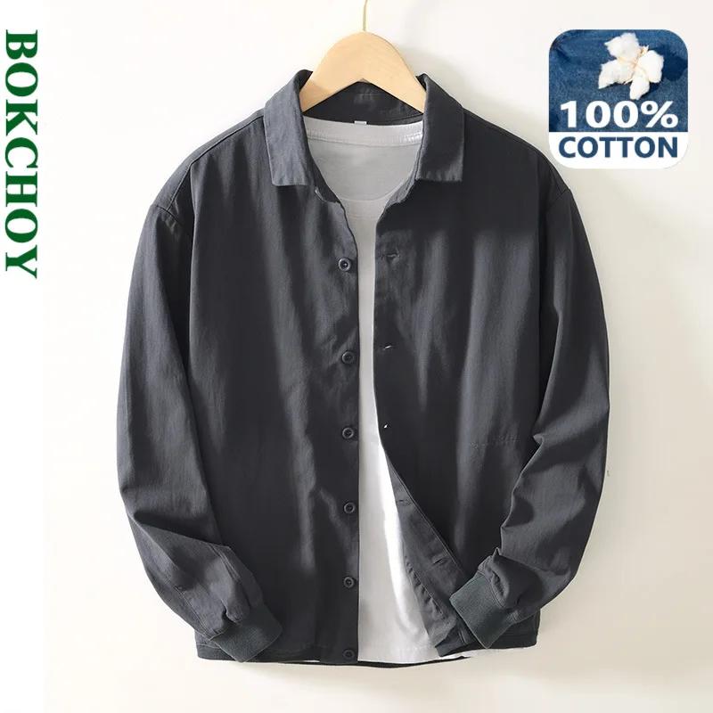 100% 코튼 빈티지 루즈 야구 세트 남성용 의류, 단색 캐주얼 얇은 포켓 재킷, BL084, 가을 신상